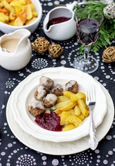 Swedish meatballs coated in creamy gravy