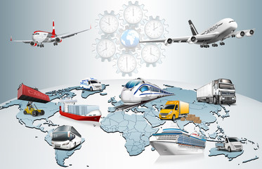 Weltkarte, Globus Transport Logistik