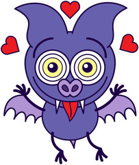 Purple bat feeling madly in love