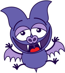 Purple bat laughing enthusiastically