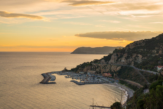 Italian coastline at dusk