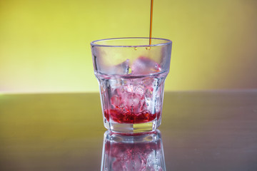 cranberry juice with ice cubes 