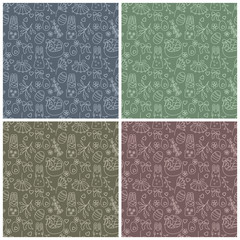 set of four easter seamless patterns