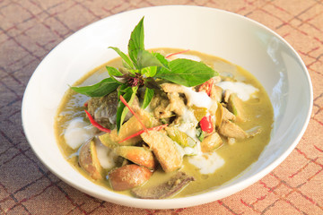 Thailand food Green curry Chicken Intense soup