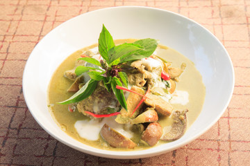 Thailand food Green curry Chicken Intense soup