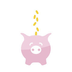 Image piggy bank and coins. Without gradient.