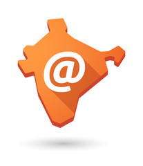 India map icon with an email sign