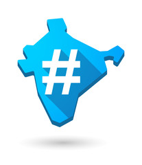 Obraz premium India map icon with a hash tag