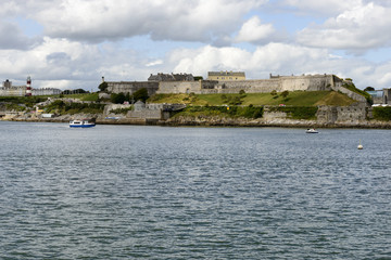 Fototapeta na wymiar Royal Citadel and light house, Plymouth