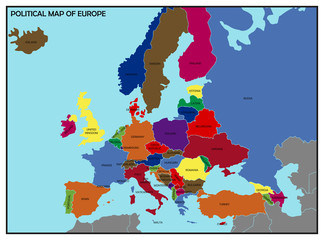 Obraz premium Political Map of Europe