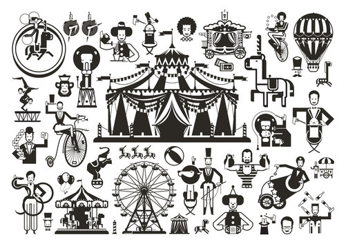 Circus set of icons