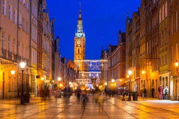 Fototapeta na wymiar Historical city hall on the old town of Gdansk, Poland