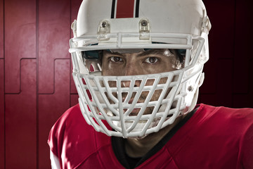 Football Player in the locker room