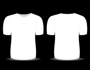 Blank t-shirt white template for men (front and back views)