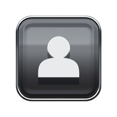 User icon glossy grey, isolated on white background