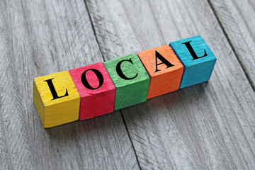 word local on colorful wooden cubes