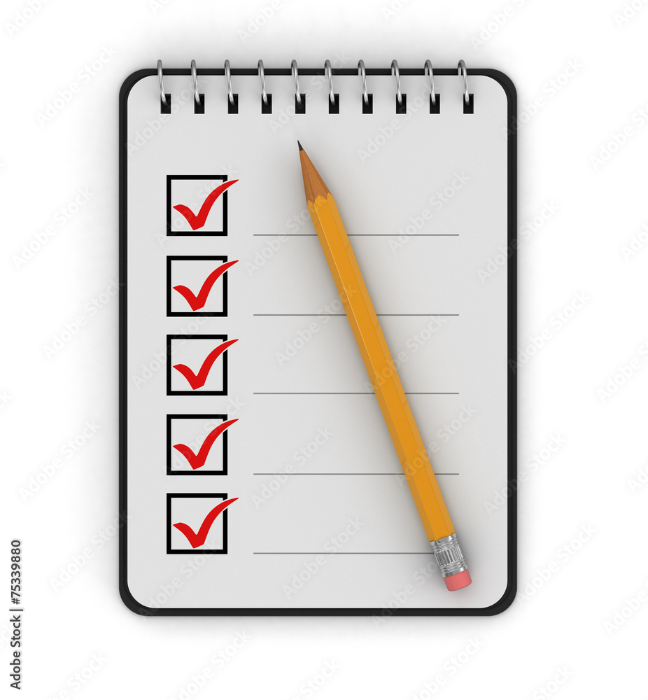 Poster notepad checklist (clipping path included)