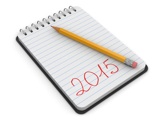 Notepad and Pencil with 2015 (clipping path included)
