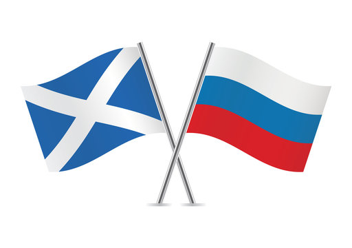 Scottish and Russian flags. Vector illustration.