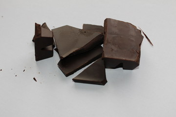 Stack of dark chocolate pieces