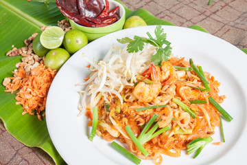 Thai food style , stir-fried rice noodles (Pad Thai)