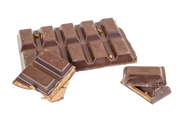 Chocolate bar on white background