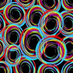 Dark background with strong contrasting neon circles