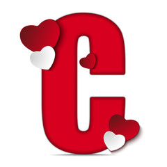 Fototapeta na wymiar Alphabet Letters With Red Heart Valentine Day