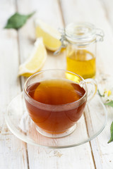 Herbal tea with lemon and honey