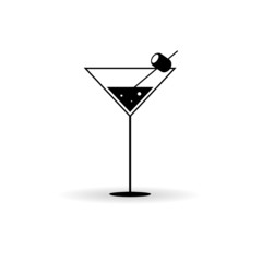 martini with olives in a glass vector
