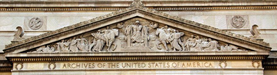 Fototapeta na wymiar National Archives Building detail in Washington DC, USA
