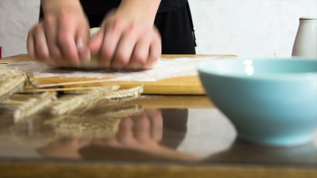 Female Hands Making Dough