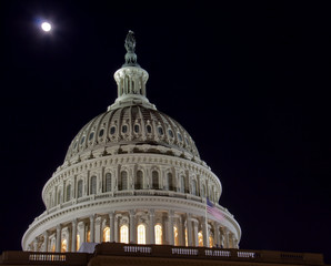 US Capitol building dome, at night, Washington DC, United States