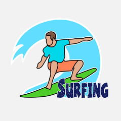 Surfer's drawing on the Hawaiian wave