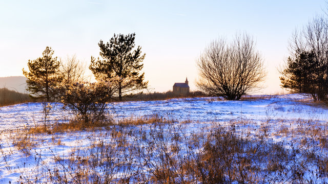 Guegel Chapel Winter Sunset