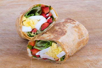 Egg cheese and pepper sandwich wrap