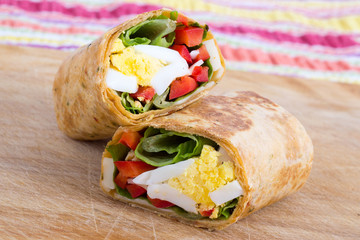 Egg cheese and pepper sandwich wrap