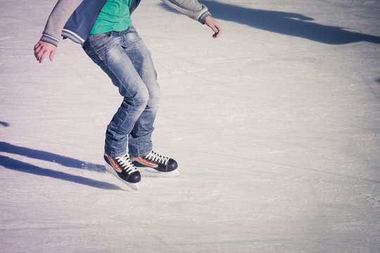 adult at the ice rink