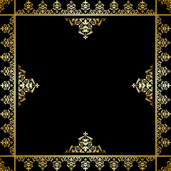 black background with golden victorian ornament - vector