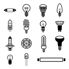 Simple editable bulbs 15 icons.