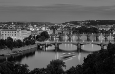 Vltava and bridges in Prague, Czech Republic