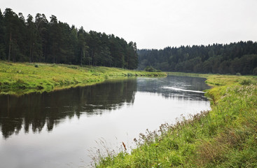 Tvertsa river in Vasilevo. Russia