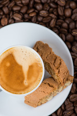 fresh espresso with biscuits
