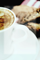 italian creamy espresso with cantuccini biscuits