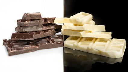 pieces of dark and white chocolate