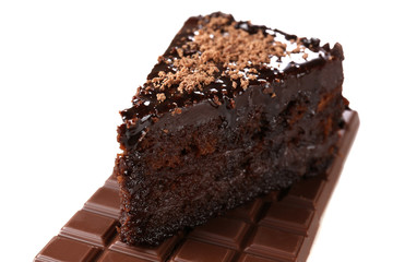 Yummy chocolate cake, close-up