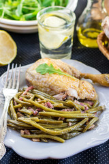 Spanish style green beans with ham