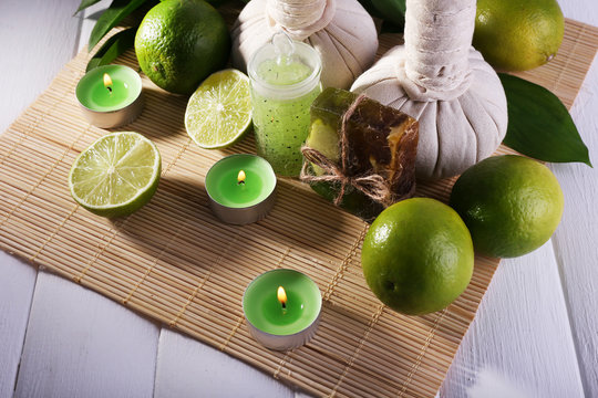 Spa composition with lime and compress balls