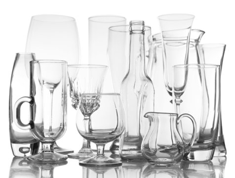 Different glassware isolated on white