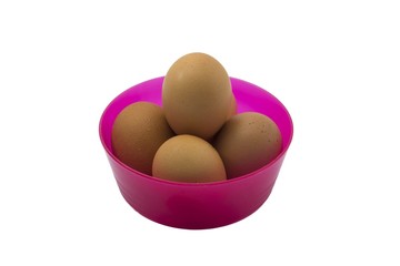Egg In a plastic bowl with white background